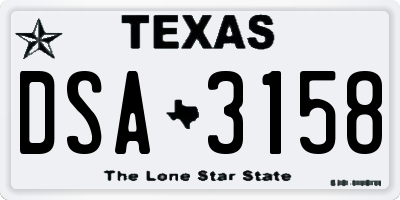 TX license plate DSA3158