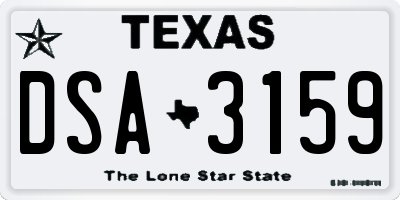 TX license plate DSA3159