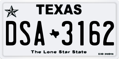 TX license plate DSA3162