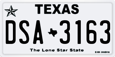 TX license plate DSA3163