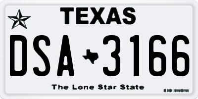 TX license plate DSA3166