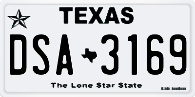 TX license plate DSA3169