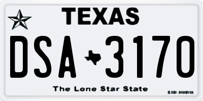 TX license plate DSA3170