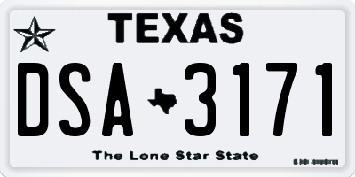 TX license plate DSA3171