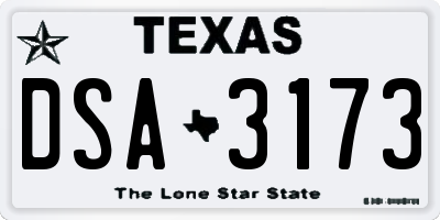 TX license plate DSA3173