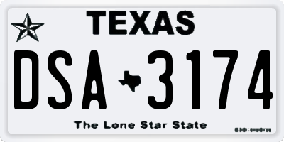 TX license plate DSA3174