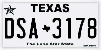 TX license plate DSA3178