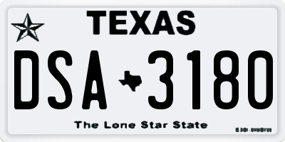 TX license plate DSA3180