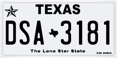 TX license plate DSA3181