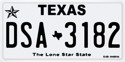TX license plate DSA3182