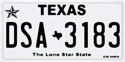 TX license plate DSA3183