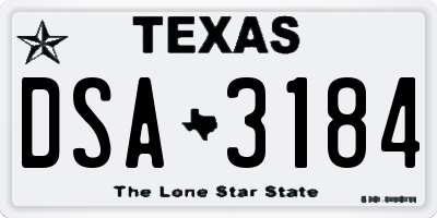TX license plate DSA3184