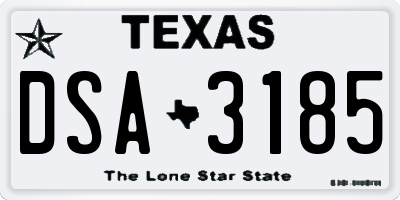 TX license plate DSA3185