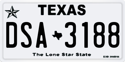 TX license plate DSA3188