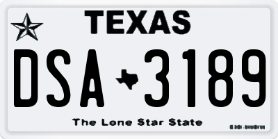 TX license plate DSA3189