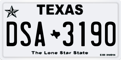 TX license plate DSA3190