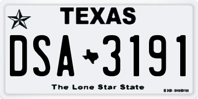 TX license plate DSA3191