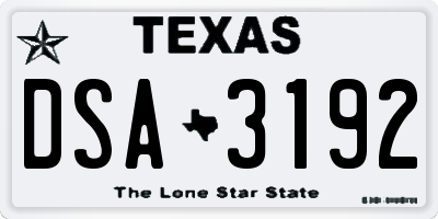 TX license plate DSA3192