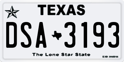TX license plate DSA3193