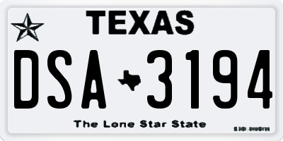 TX license plate DSA3194