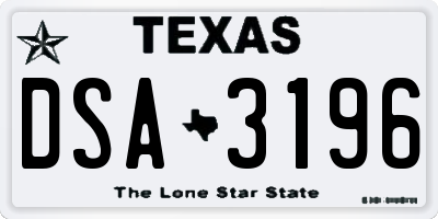 TX license plate DSA3196