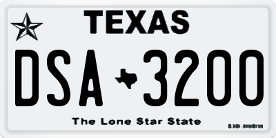 TX license plate DSA3200