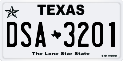 TX license plate DSA3201