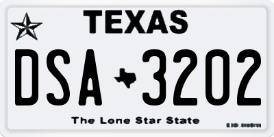 TX license plate DSA3202