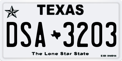 TX license plate DSA3203