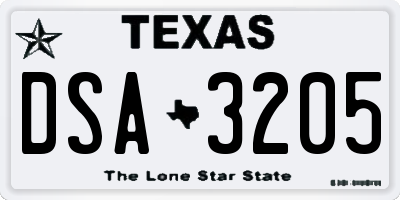 TX license plate DSA3205
