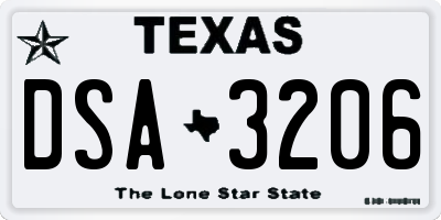 TX license plate DSA3206
