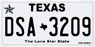 TX license plate DSA3209