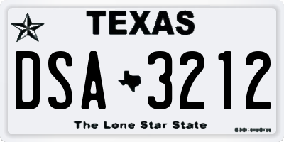 TX license plate DSA3212