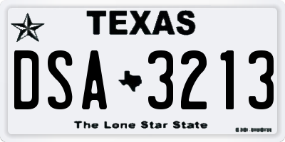 TX license plate DSA3213