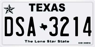 TX license plate DSA3214