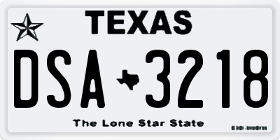 TX license plate DSA3218