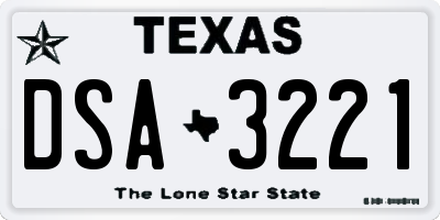 TX license plate DSA3221