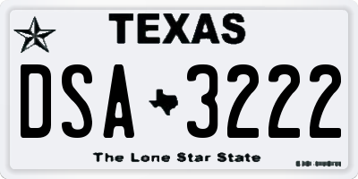TX license plate DSA3222