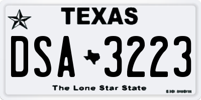 TX license plate DSA3223