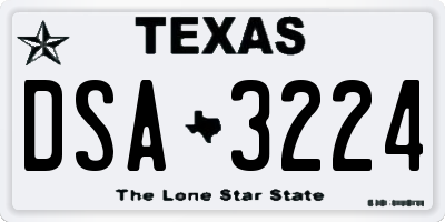 TX license plate DSA3224