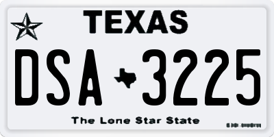 TX license plate DSA3225