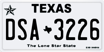 TX license plate DSA3226