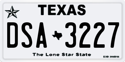 TX license plate DSA3227