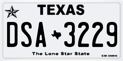TX license plate DSA3229