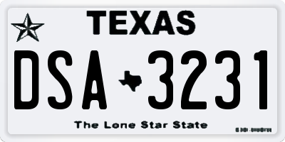 TX license plate DSA3231