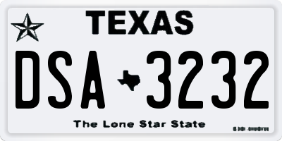 TX license plate DSA3232