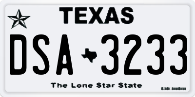 TX license plate DSA3233