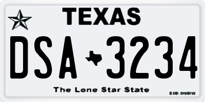 TX license plate DSA3234