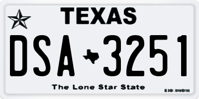 TX license plate DSA3251