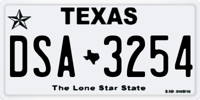 TX license plate DSA3254